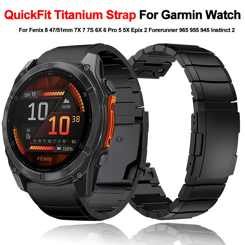 QuickFit 22mm 26mm Titanium Strap For Garmin Fenix 8 47mm 51mm 7 7X 6 6X 5 5X Plus/Epix