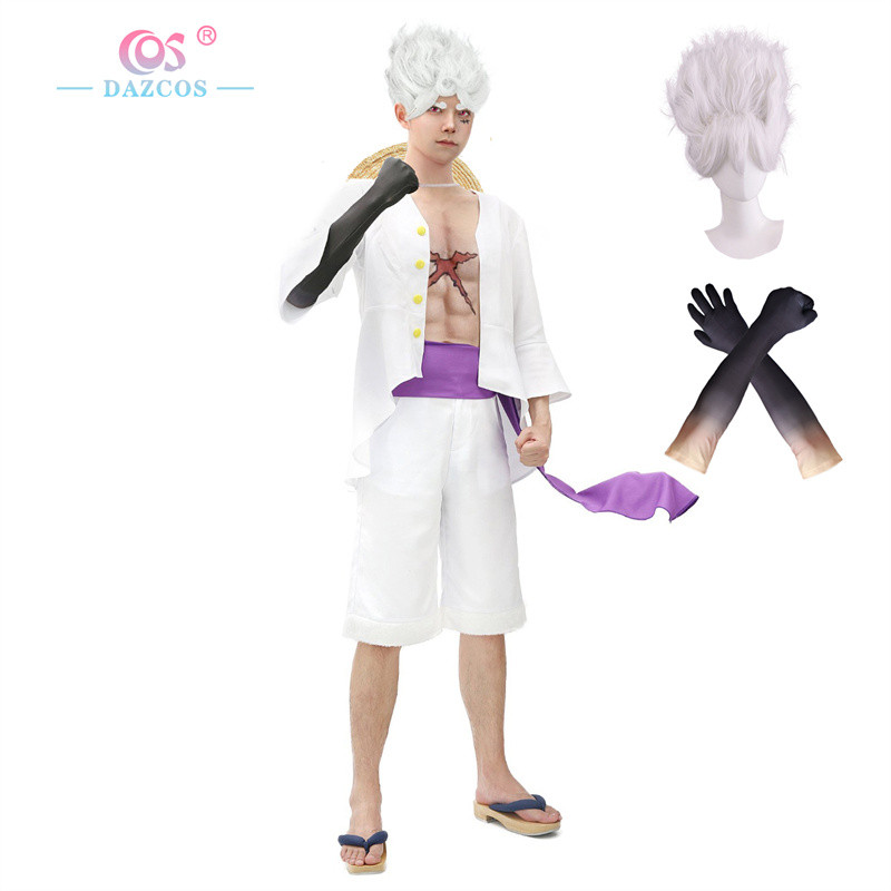 Dazcos Luffy Cosplay Wano Country Anime Costume Outfit Shirt Pants With Sash Nika Form Outfit Monkey