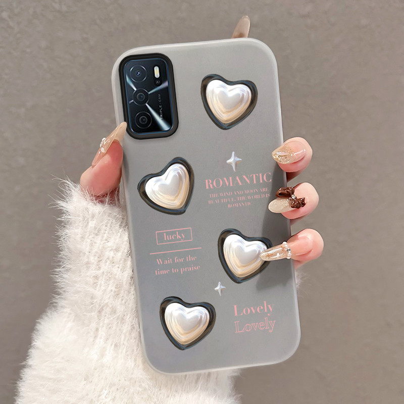 Casing Hp Untuk OPPO A16 OPPO A16s OPPO A54s Case Casing Pola jantung putih Cesing HP Kasing Jelly p