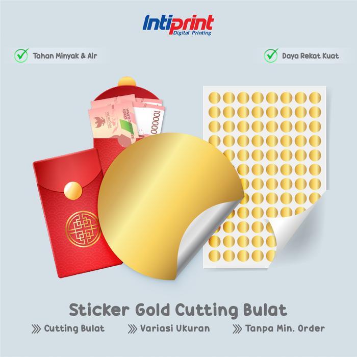 Stiker Gold Bentuk Bulat Segel Kemasan / Sticker Circle Gold Tempel Angpau / Stiker Lingkarang Emas