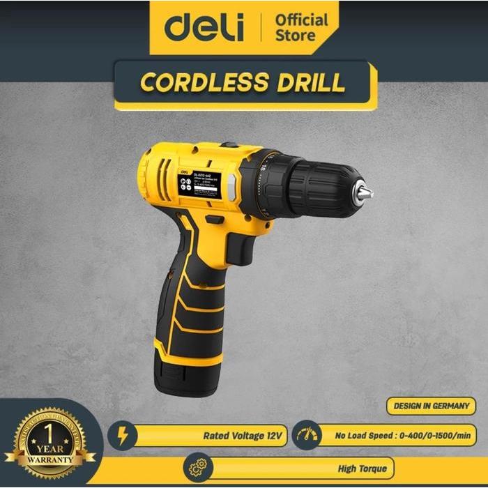 Krisbow Modern - Deli Cordless Drill Mesin Bor Baterai / Mesin Bor Tangan 12V High Torque