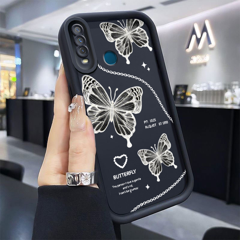 Casing Hp untuk VIVO Y12 Y12i Y15 Y17 Y3 Y3s Case Mimpi Rantai Kupu-kupu Kasing silikon Anti Bentur 