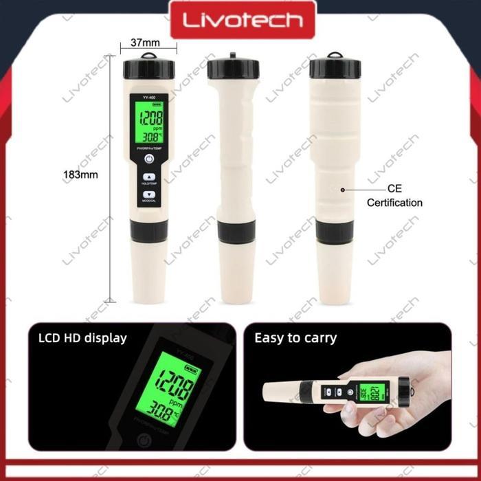 JTTOP" YY400 WATER TESTER 4 IN 1 HYDROGEN PH ORP TEMP METER H2 YY-400