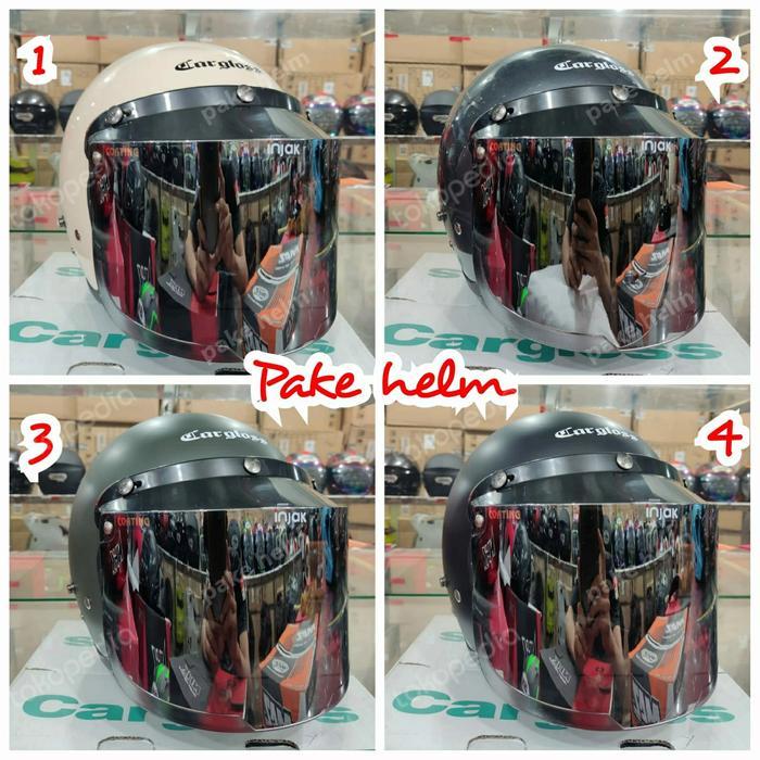 Helm Cargloss Retro Helm Bogo + Kaca Bogo Helm Carglos Original Cfm