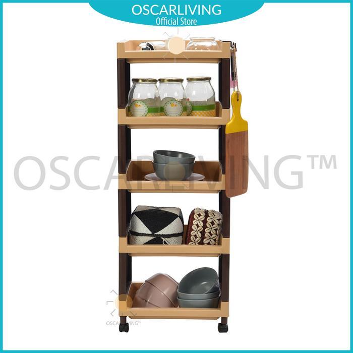 Tabitha RSTK Rak 5 Susun Plastik Serbaguna Dengan Roda-COKLAT