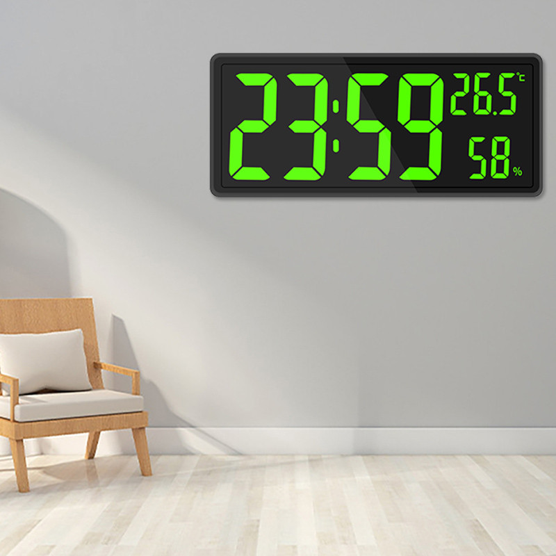 Terlaris Wall Hanging Digital Clock Temperature and Humidity LED Wall Clock