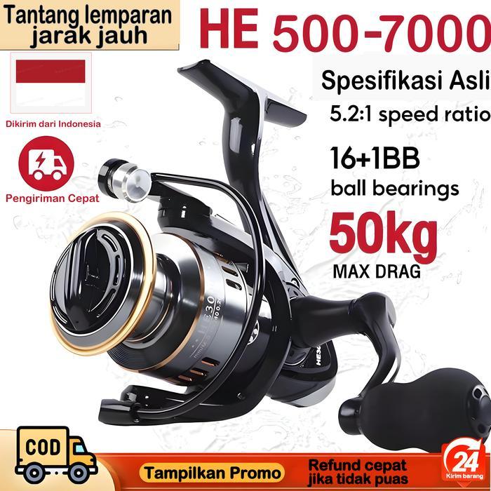 HOT SELLING TERLARIS!HE Series Fishing Reel - Reel Laut 14BB Premium, Anti Karat, 12 Poros - Daya