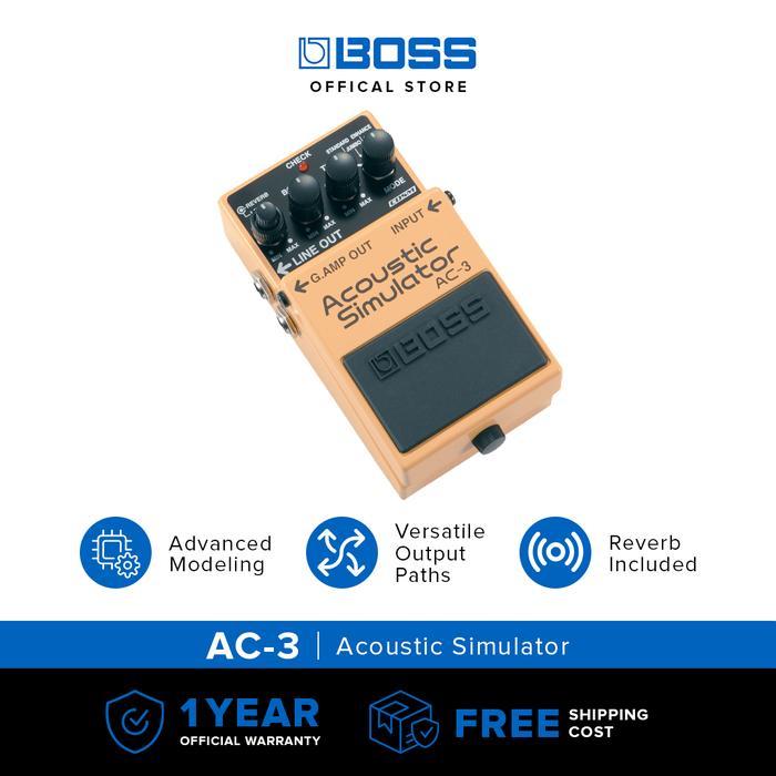 BOSS AC-3 Acoustic Simulator Pedal Efek Stompbox dengan 4 Mode Simulator dan Reverb Terintegrasi