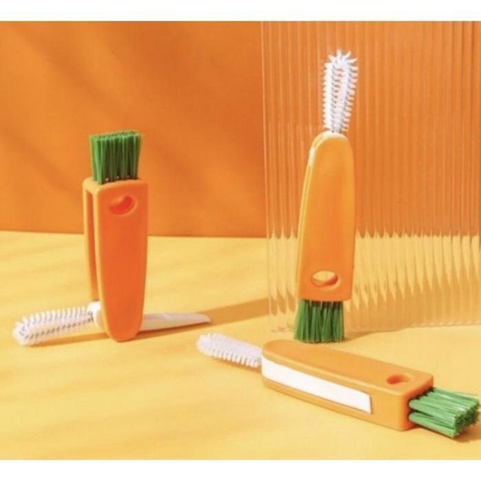 (MINI TRAVELING 3in1) Sikat Cuci Tutup Botol Minum Bayi Anak Dewasa 3in1 Pembersih Celah Botol Dot