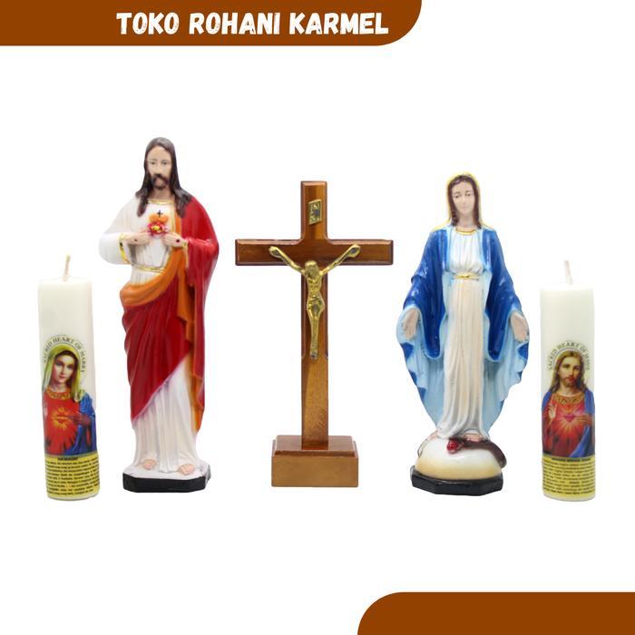 Paket Misa Online / Salib Duduk Katolik / Patung Yesus / Lilin Doa Katolik / Salib Patung Yesus /