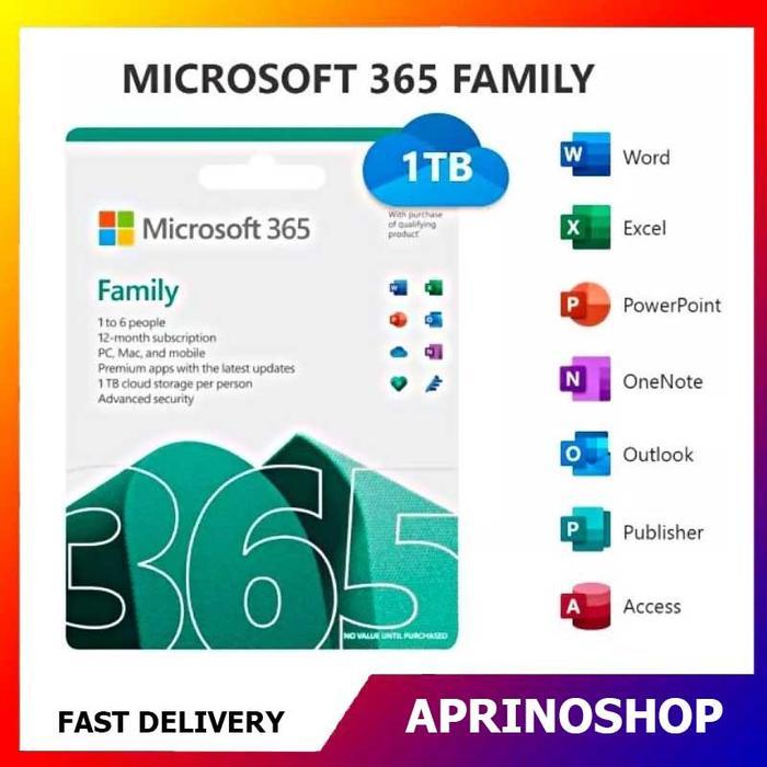 Microsoft Office 365 Family 1 Year 5 Device 1 TB Onedrive