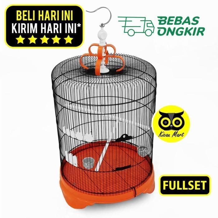 Sangkar burung murai batu diameter 57cm fullset bahan ruji besi import
