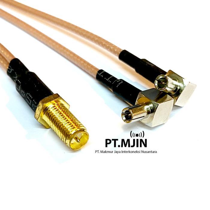 KABEL JUMPER PIGTAIL RP SMA FEMALE KE DUAL TS9 PANJANG 30CM