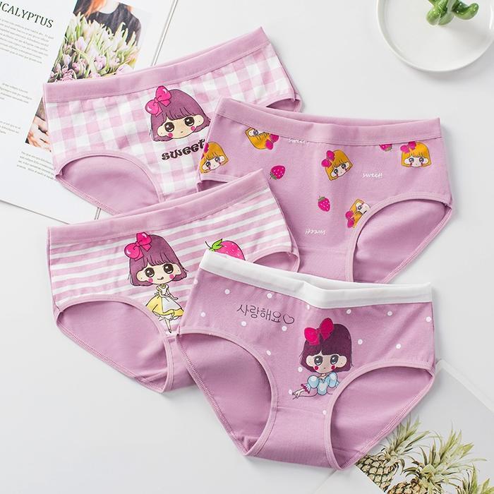 Missoofficial.id CD1897 Celana Dalam Segitiga Anak Perempuan CD Katun Motif Kartun Girl Ungu Purple