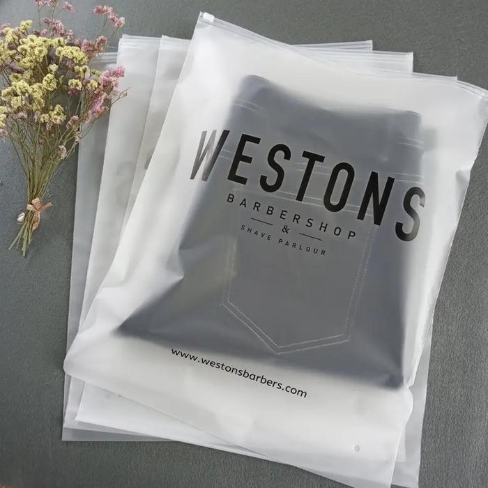 Wholesale 500pcs/Lot Economic Custom Logo Printed Frosted Plastic Ziplock Shopping Bags Clothes