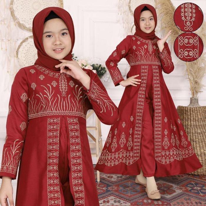 Baju Lebaran Anak Perempuan ( No Hijab ) Baju India Syari Anak Perempuan Muslim Dress Pesta Gamis
