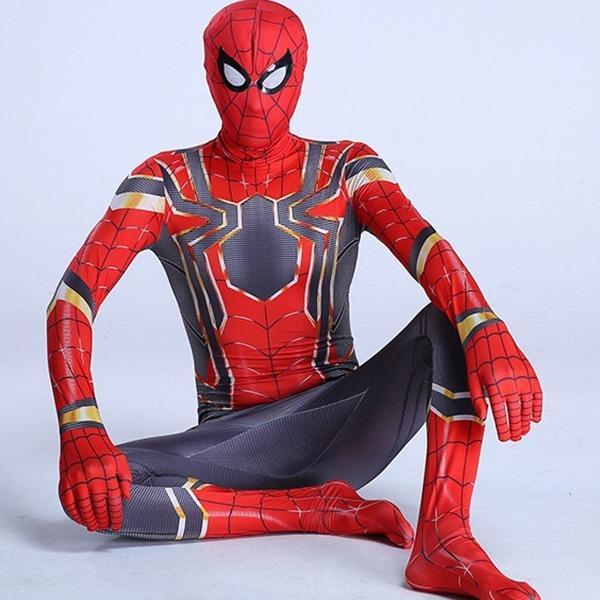 Best Seller Dewasa Kostum Spiderman Merah Hitam Baju Cosplay Superhero + Topeng Original