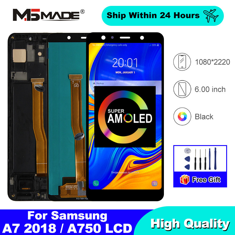 6.0" Super AMOLED For Samsung Galaxy A7 2018 LCD SM-A750F A750 Display Touch Screen Digitizer