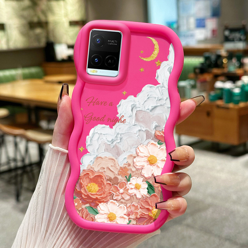 Casing Untuk VIVO Y21 Y21s Y21t Y21e Y21a Y33t Y33s Y21G Case Casing Lukisan minyak awan bunga pola 