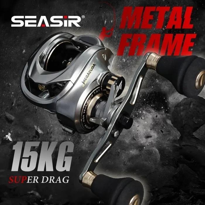 Seasir Megacuda Reel Pancing Baitcasting All Metal Saltwater Reel Bc Rangka Aluminium Logam Sisi