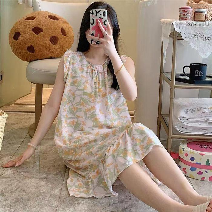 Kinie Daster Rayon Motif Kintan Daster Wanita Baju Tidur Kain Adem Dress Busui Ketebalan Tipis