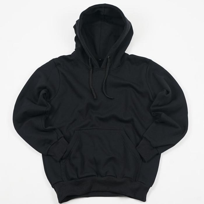 sar Kepomp Hoodie Cotton Fleece Hitam Polos Eksklusif