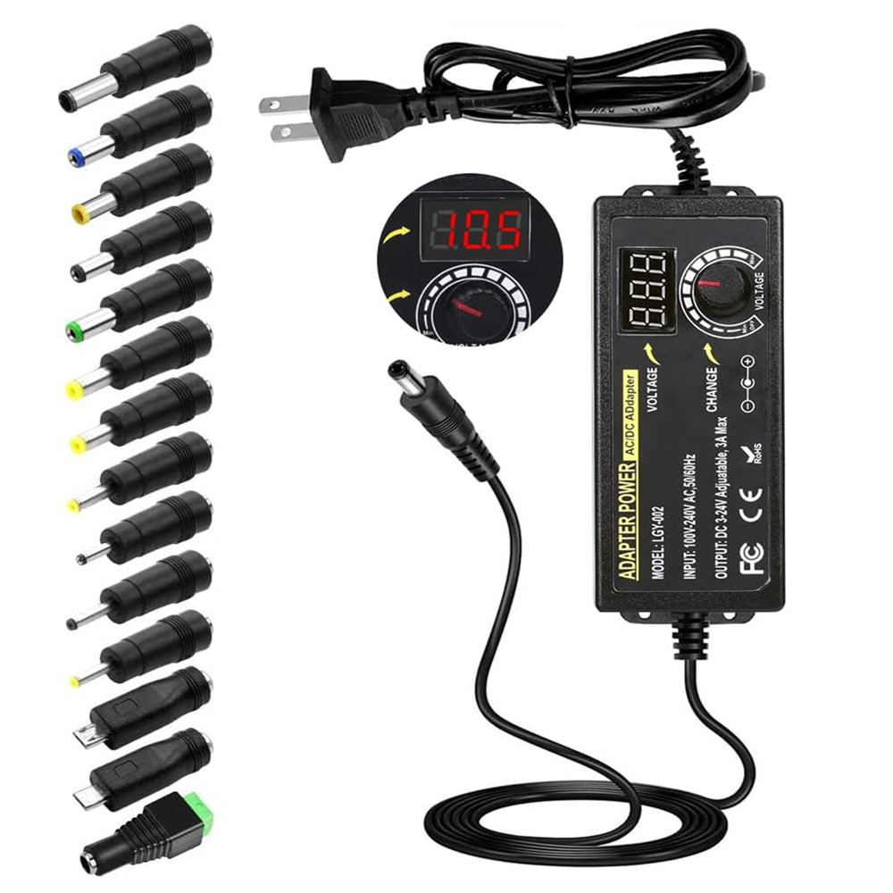 72W Power Supply Adjustable DC 3V ~ 24V Variable Universal Switching AC/DC Adapter 100V-240V AC to