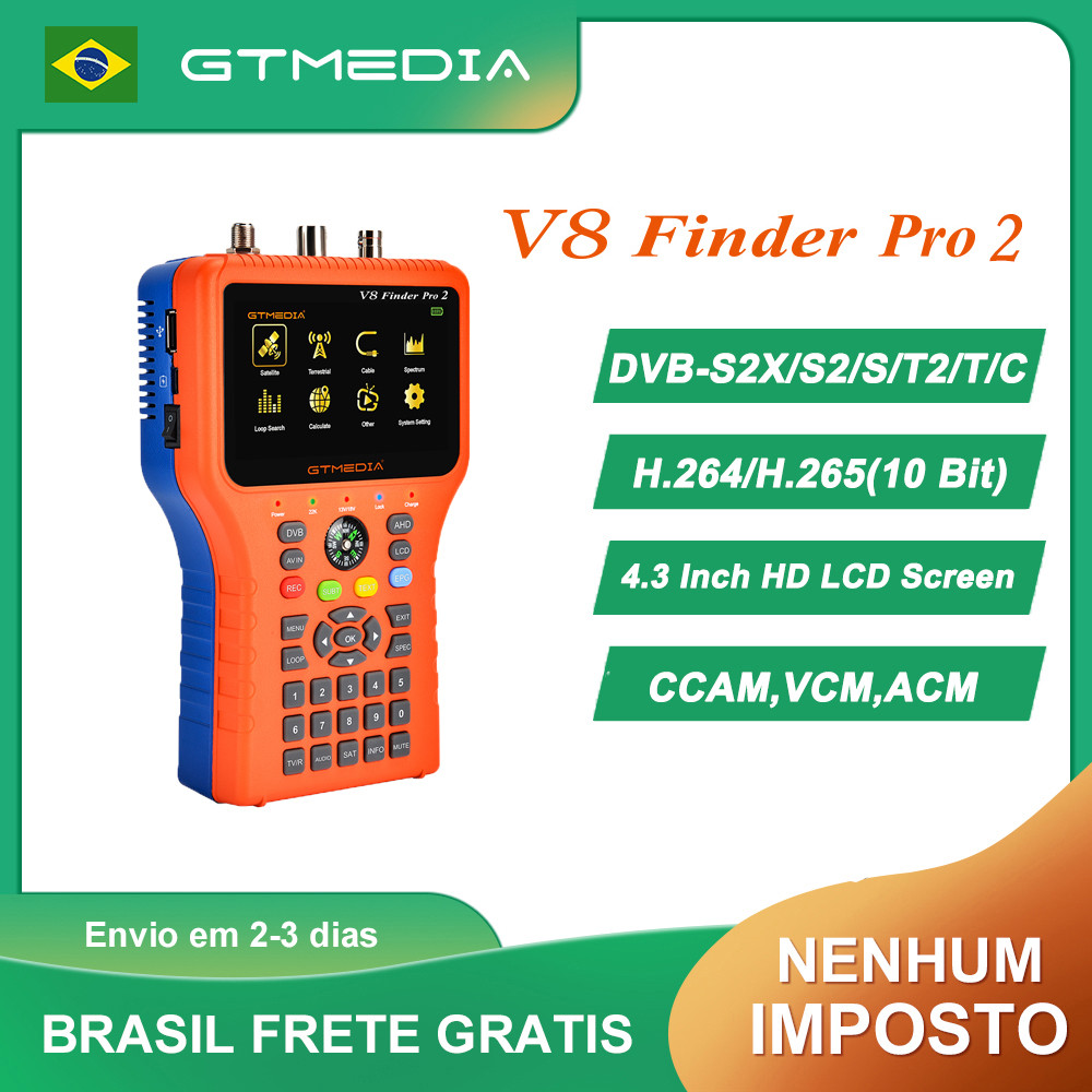 GTMEDIA V8 Finder Pro2 Satellite Finder, DVB-S2/T2/C H.264/H.265(10 Bit) HD Digital Satfinder HEVC M
