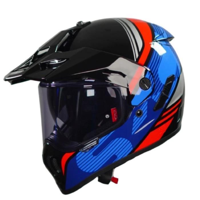 HELM NJS S-CROSS VENTURO BLACK RED BLUE GLOSSY TRAIL CROSS ADVENTURE