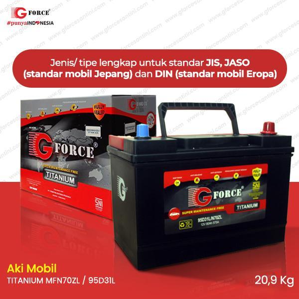 G Force MF N70ZL / 95D31L TITANIUM - Aki Mobil Bebas Perawatan Original