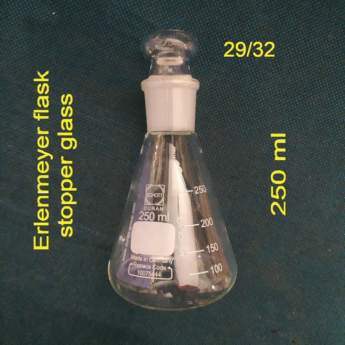 JUAL ERLENMEYER TUTUP ASAH 250 ML 29/32 ERLENMEYER GLASS STOPPER ERLENMEYER JOINT DURAN