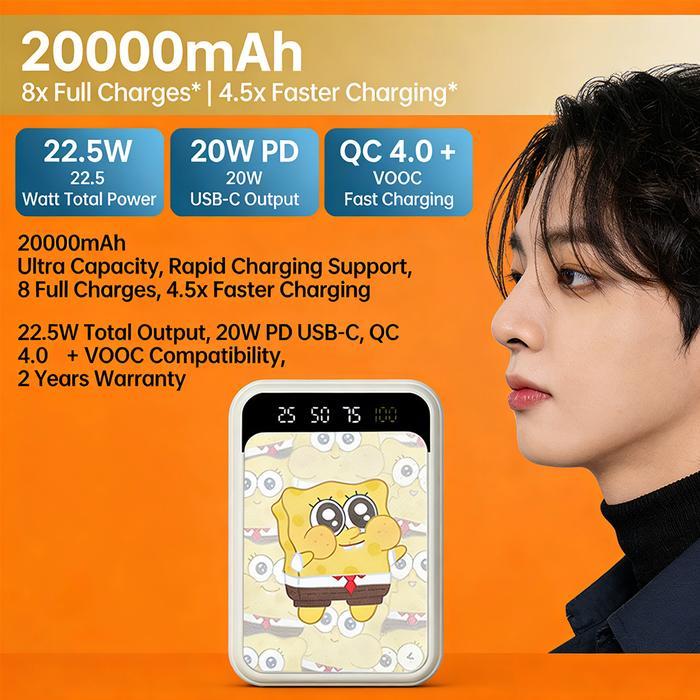 Lentiven Powerbank 20000Mah Cute Mini Kartun Fast Charging Macaron Pro