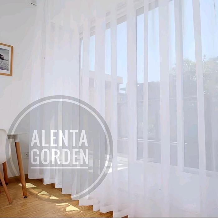 Vitrase gorden dalaman hordeng transfaran polos utih Jendela Putih