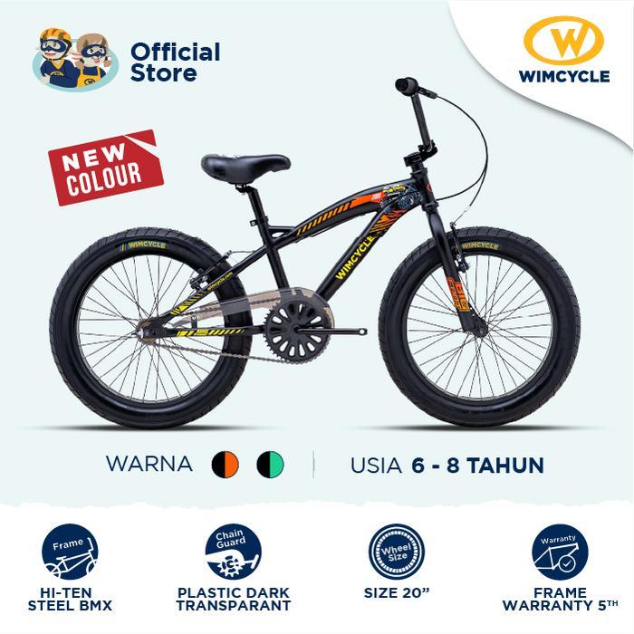 SEPEDA ANAK BMX 20" WIMCYCLE BIG FOOT 20 ROAD SERIES - BLACK RED