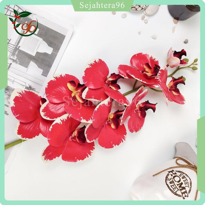 "New" Bunga Anggrek Bulan Latex Cabang 9 - 1 PCS Bunga Anggrek Artificial Bunga Plastik Import -