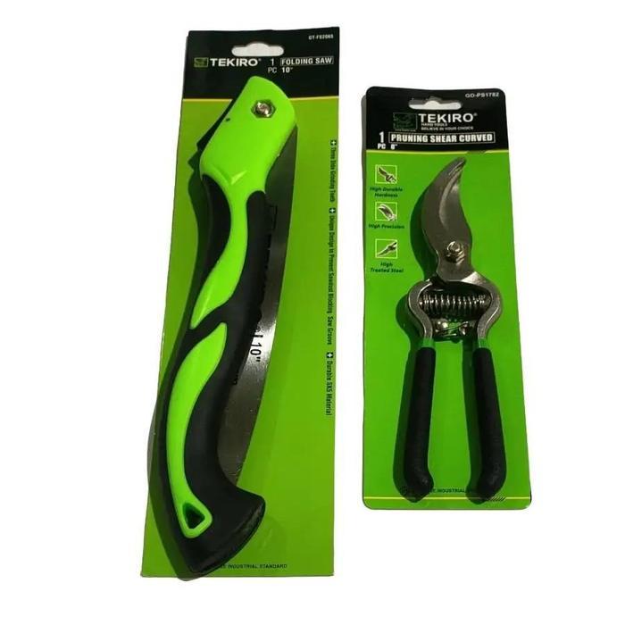 Gunting Dahan Dan Gergaji Dahan Tekiro - peralatan Berkebun paket Gergaji Lipat Dan Gunting Ranting