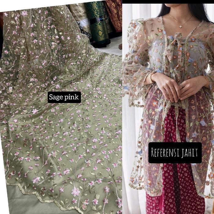 Kain Tile Premium Ii - Bahan/Kain Brokat Brukat Meteran Mewah / Kain Tile Tulle Bordir Motif/ Tile