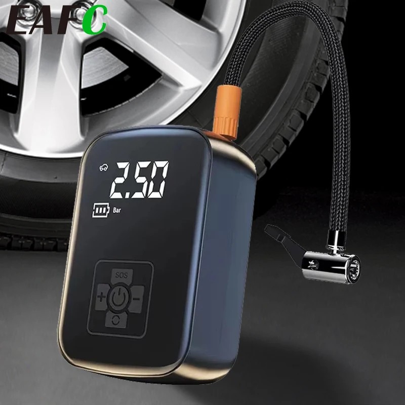 Eafc Car Inflator Portable Air Compressor Wireless/Wired Air Inflator With Led Light Tire Inflator