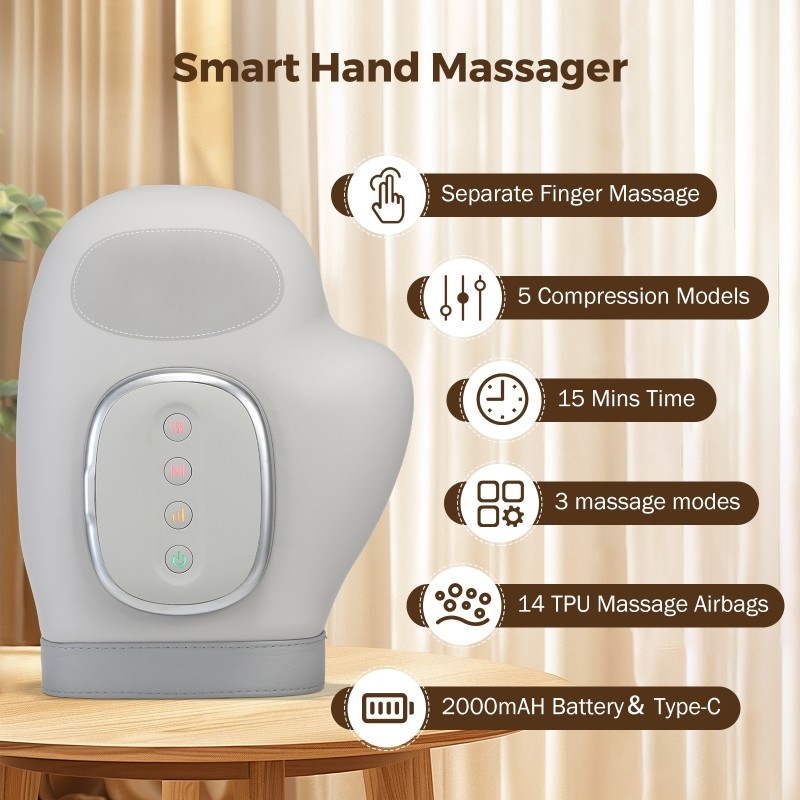5-level Intelligent Hand Massager Electric Finger Massager Cordless Glove Massager Beauty Hand