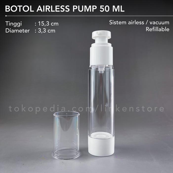 "New" Botol Airless PUMP 50ml - Lotion Serum Treatment Skincare Travel Size