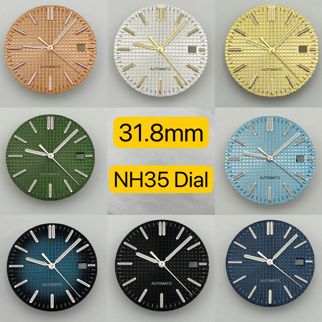 Dial+Pointer, Nh35 Dial, Green Glow In The Dark, 31.8Mm Diameter, Suitable For Nh35/Nh36 Movements.