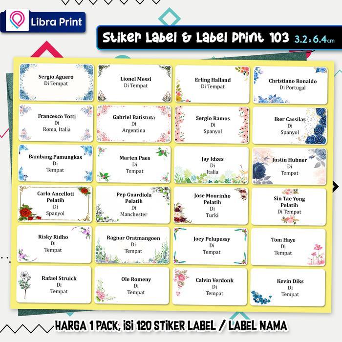 "New" Cetak Stiker Label 103 Label Nama Undangan Motif