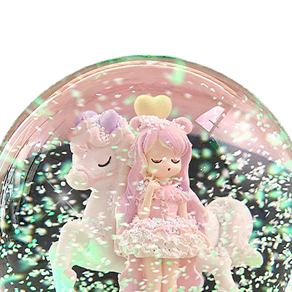 Crystal Ball Music Box Cute Cartoon Look Snowflake Rotating Crystal Ball Music Box for Girls
