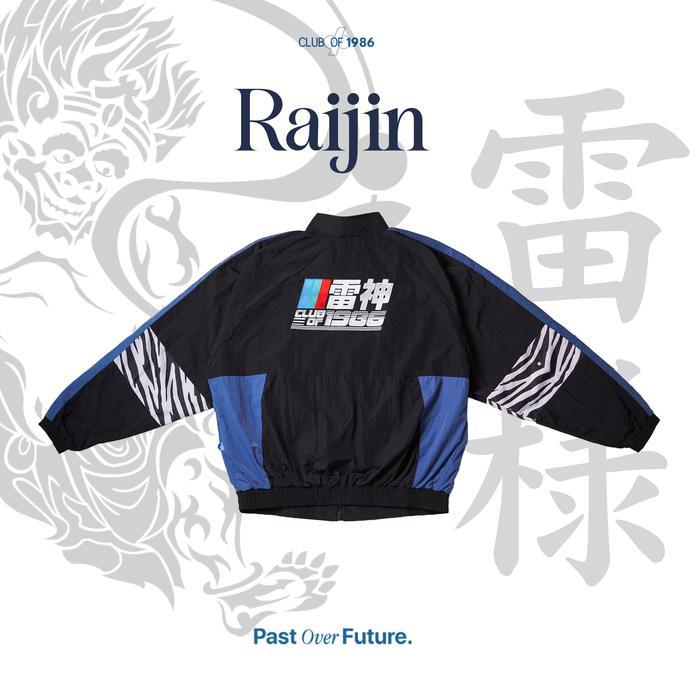 RAIJIN Club of 1986 Nylon Vintage Jacket / Jaket Retro Oversize Colorblock Motif Tiger