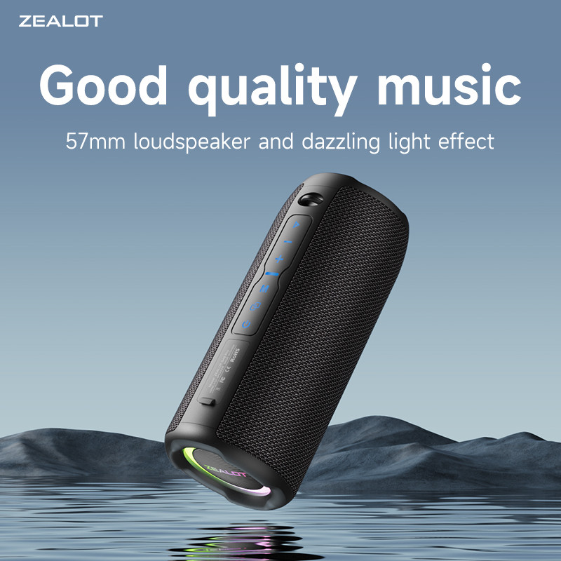 ZEALOT-S49PRO Portable Bluetooth Speaker 20W IPX6 Waterproof,Micro SD Card,AUX-in Plug,10H