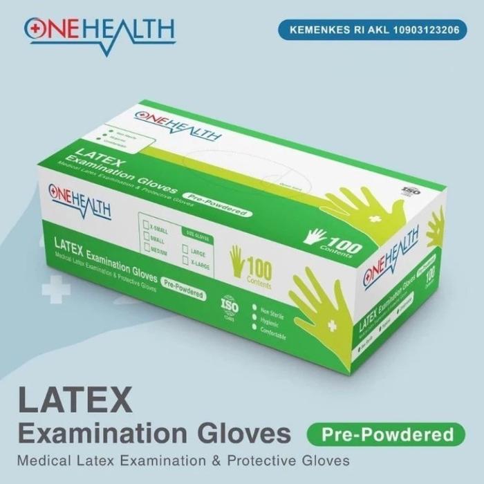 Onehealth Sarung Tangan Latex Powdered Handscoon Akd Size Xs S M L Xl Melindungi Tangan Dari