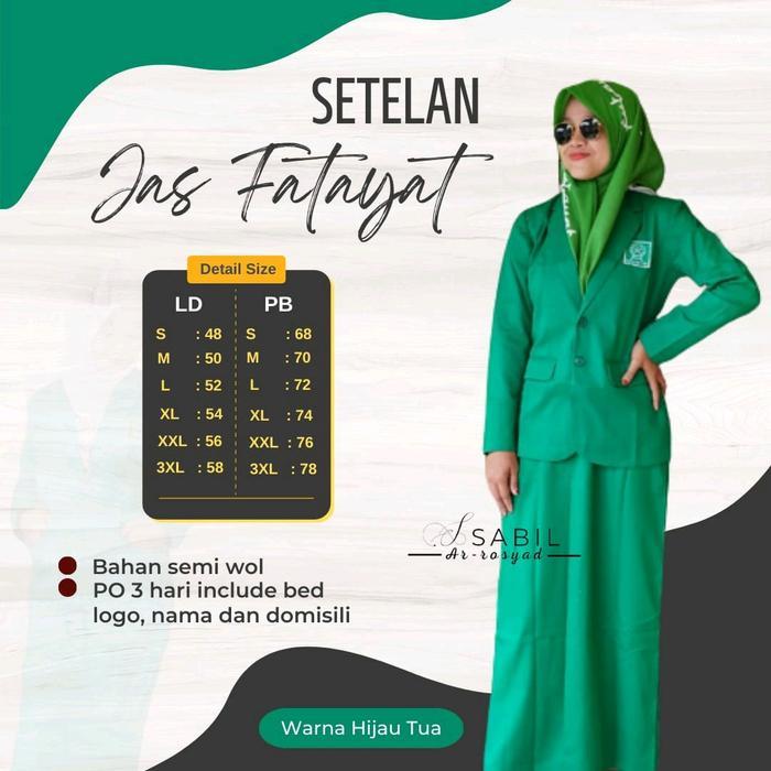 TERMURAH Jas Fatayat Nasional Hijau Tua Setelan Baju Fatayat Formal Wanita READY STOCK