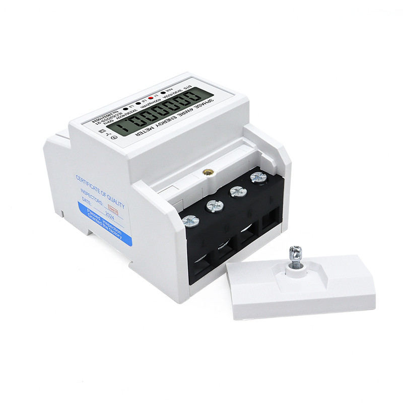 Din Rail 3Phase 4Wires LCD Digital Display Wattmeter Power Consumption Energy Electric Meter kWh