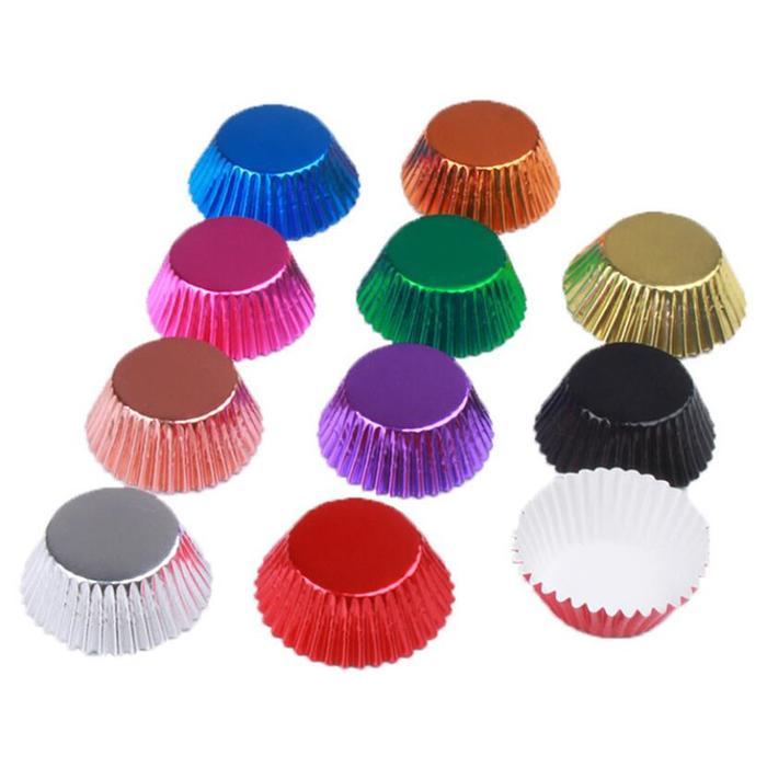 100PC CUPCAKE PAPER CUPS GOLD/SILVER/RED FOIL PAPER CUPCAKE LINER HOLDER MUFFIN BAKING CUP CAKE CASE