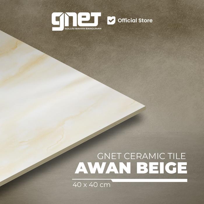 GNET Ceramic Awan Beige 40X40 Keramik Lantai Marble Glossy